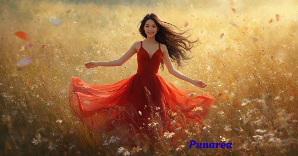 Red Dress Caption